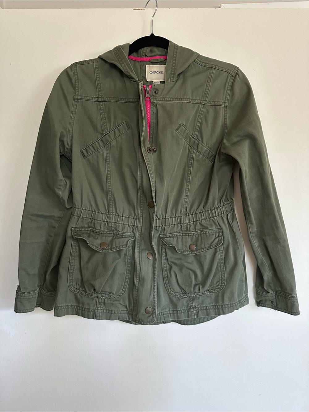 Cherokee Olive Green Hooded Utility Jacket - Picture 1 of 3